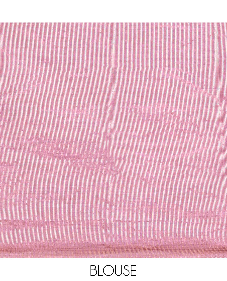 Purple Semi-Banarasi Dupion Saree, Richly Detailed with Checks, a Highlighted By Traditional Zari Border, Zari Striped Pallu, and a Matching Blouse