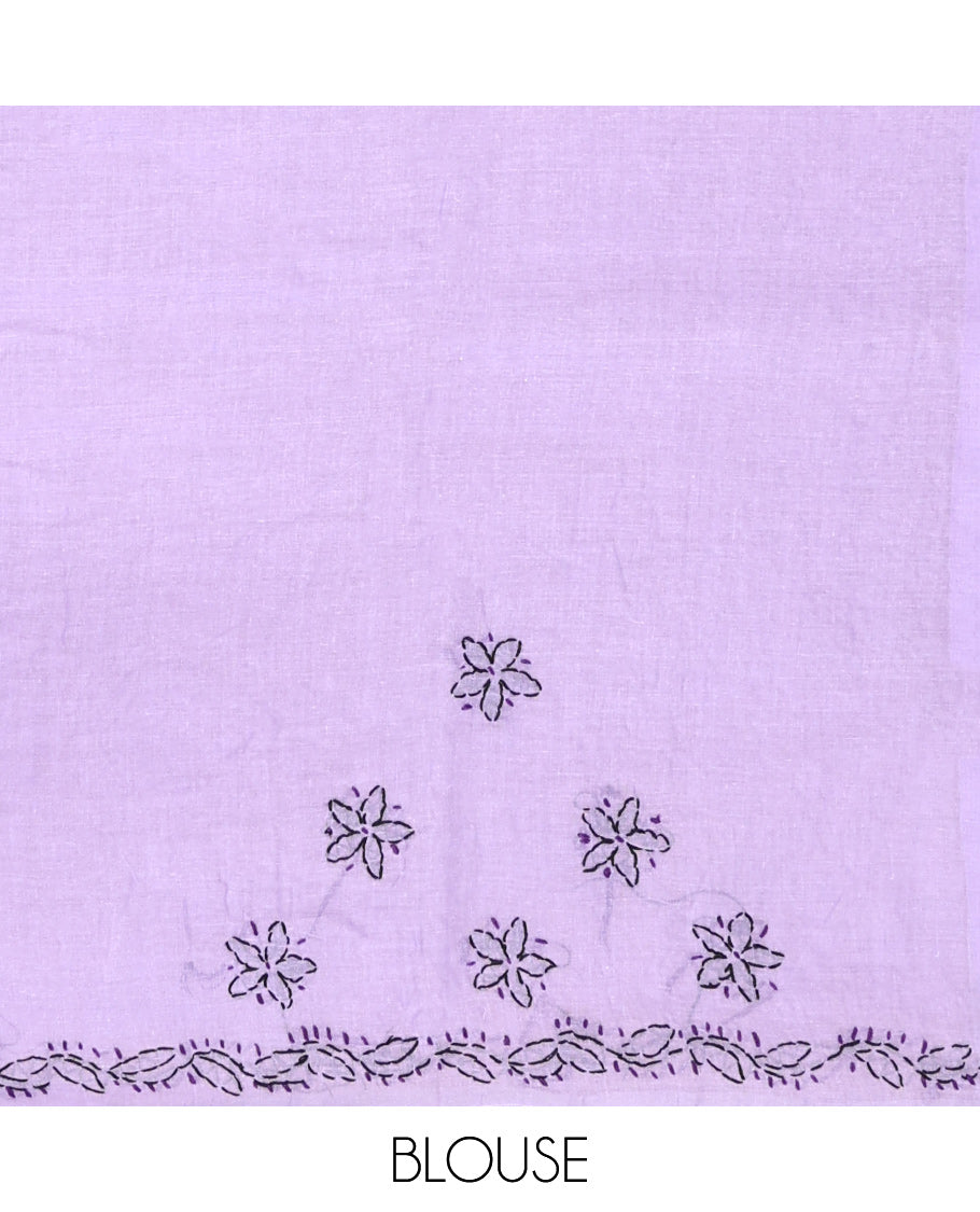 Grey Lucknowi Chikankari Saree