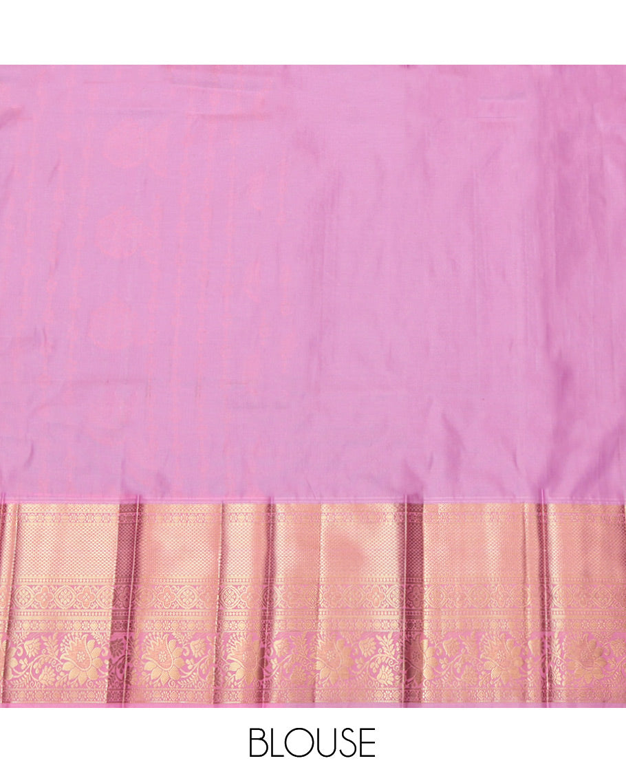 Light Blue Budget Silk Saree, Accentuated with Zari Buttas and Stripes, Complemented by Contrast Traditional Zari Border, Grand Pallu and a Contrast Blouse
