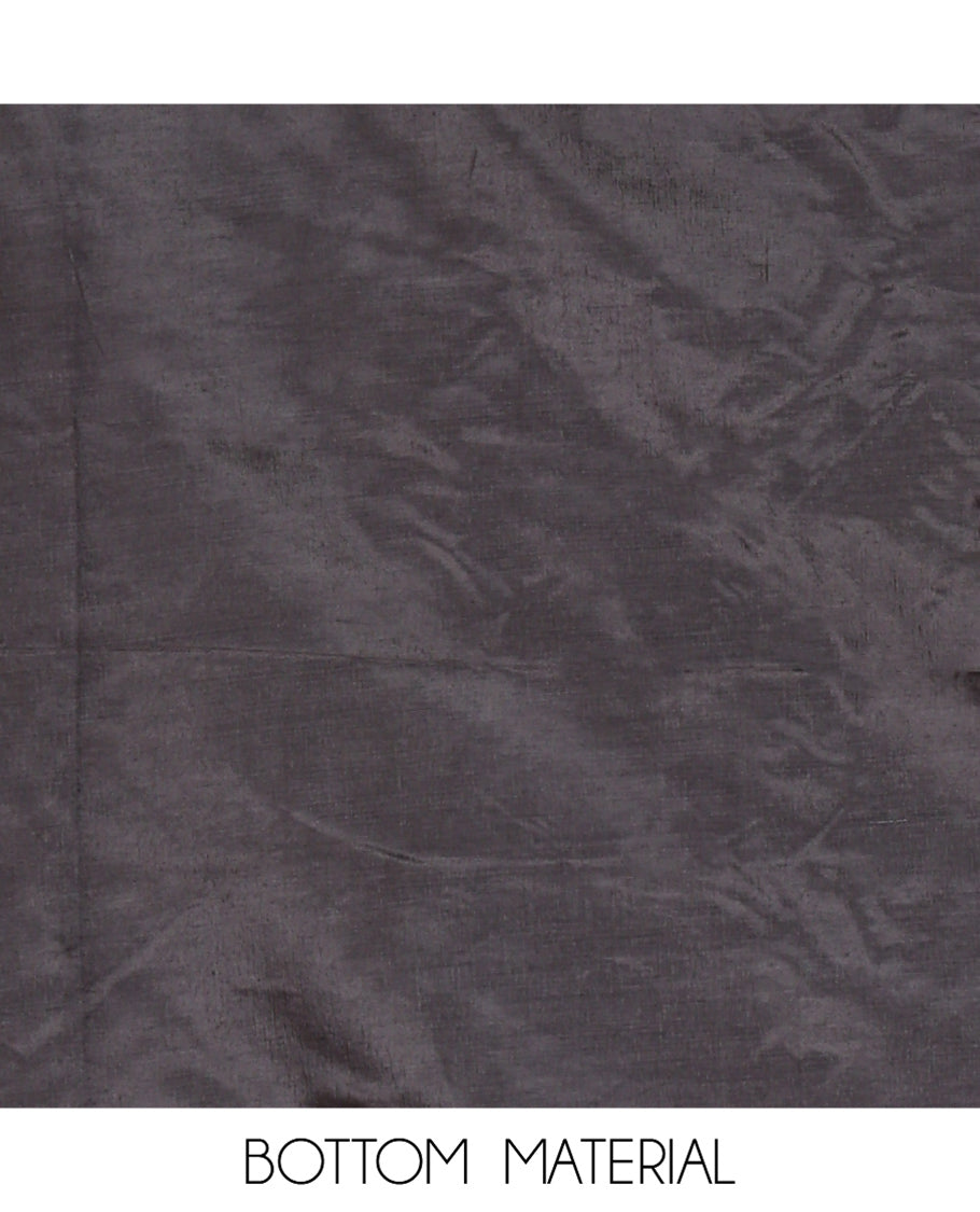 Black Semi-Linen Material Churidar, Delicately Woven with Thread Buttas Skirt, a Plain Bottom, and a Thread Buttas Dupatta
