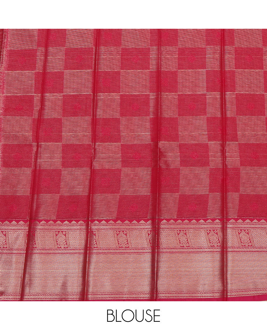 Green Budget Silk Saree, Mesmerized with Peacock and Chakra Buttas All Over Its Body, Complemented by a Contrast Traditional Zari Design Border, Pallu of Jaal Designs, and Paired with a Contrast Blouse