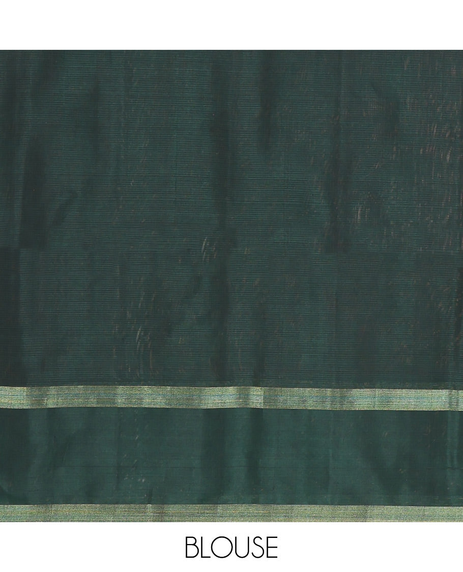 Maroon Silk Cotton Saree, Artfully Woven with Peacock and Rudraksham Motifs On Its Body, Complemented by Contrast Zari Motifs Woven Border, Geometric Zari Patterned Pallu and Paired with a Contrast Blouse