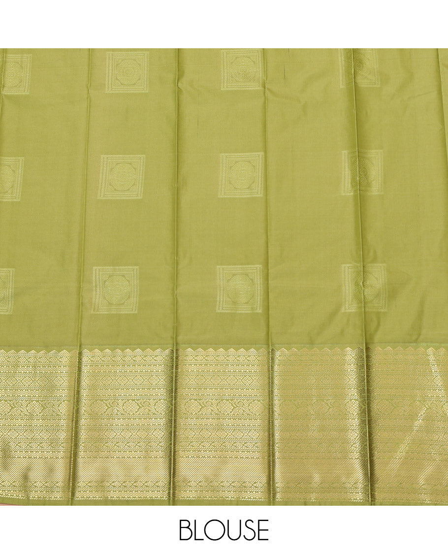 Brown Budget Silk Saree, Majestically Detailed with Zari Buttas, Complemented by Contrast Traditional Zari Border, Jaal Pallu, and a Contrast Blouse