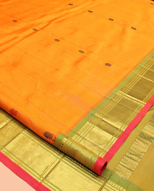 Yellow Kanchipuram Silk Saree