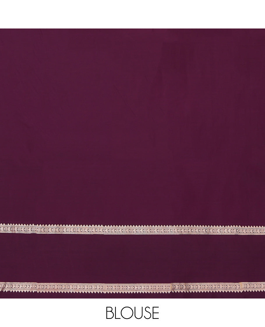 Blue Budget Silk Saree, Woven with Zari Buttas, Complemented by a Contrast Temple Elephant Motif Border, Grand Pallu, and a Contrast Blouse