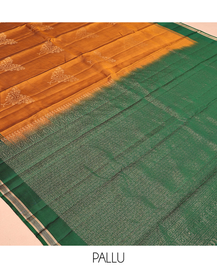 Orange Zari Buttas Mayuri Lite Silk Mix Saree