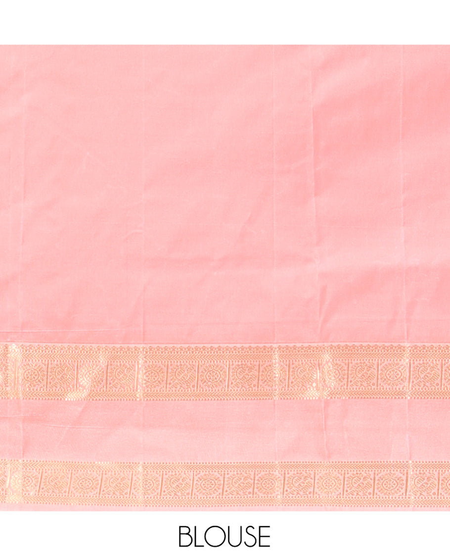 Brown Checked Budget Silk Saree, Contras Border, Contrast Blouse