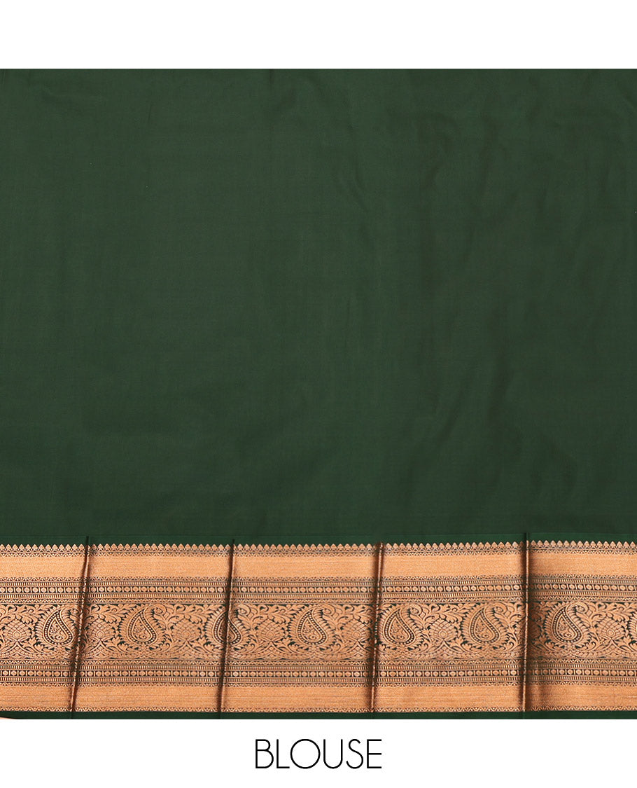 Grey Budget Silk Saree, Enriched with Jacquard, a Contrast Traditional Zari Border, Grand Pallu, and a Contrast Blouse