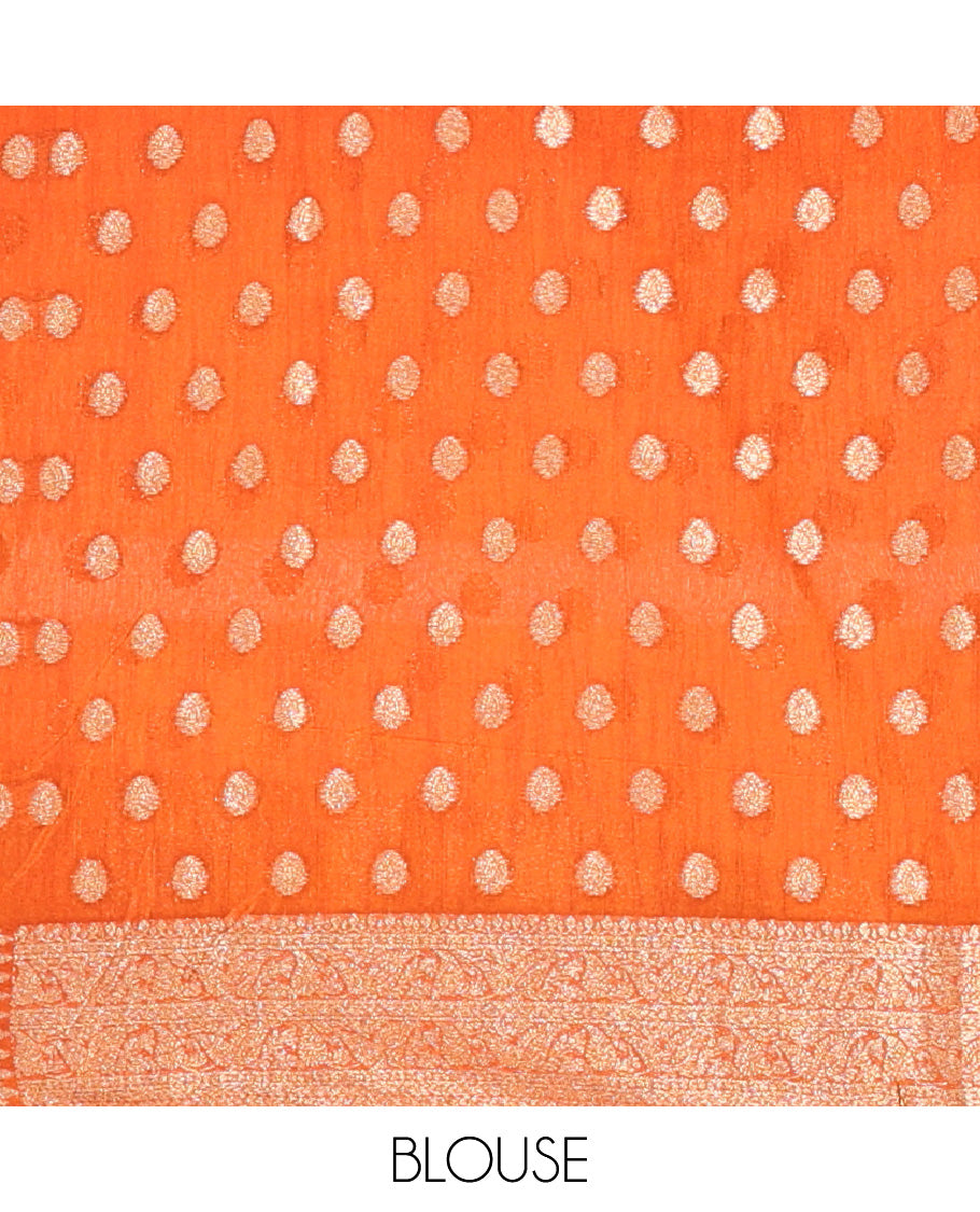 Orange Fancy Crepe Saree