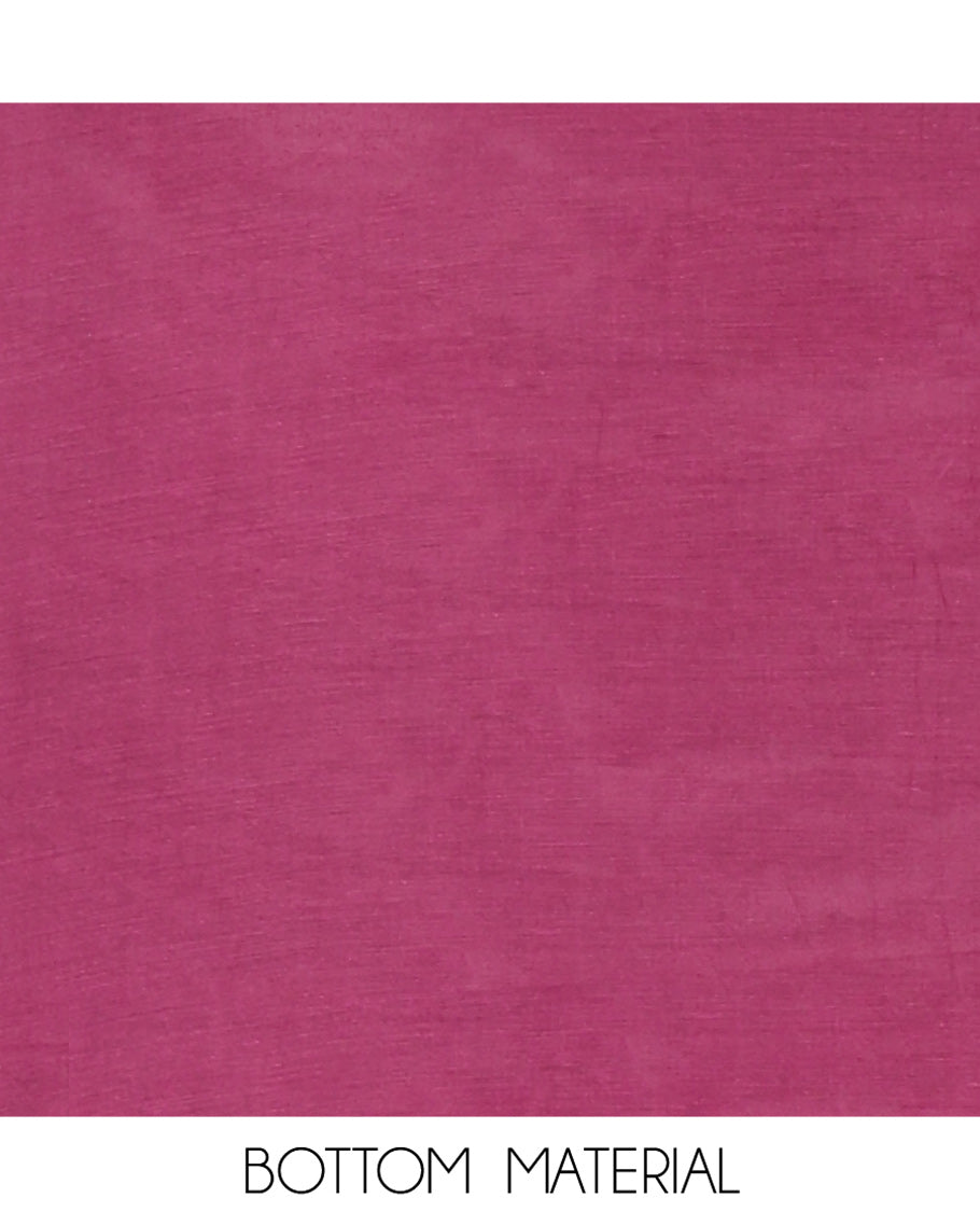 Magenta Material Chudidhar Set, Enriched with Ajrakh Patch Work and Mirror Work Vichitra Silk Top, Plain Santoon Bottom, and Chinon Silk Dupatta Featuring Intricate Ajrakh Prints