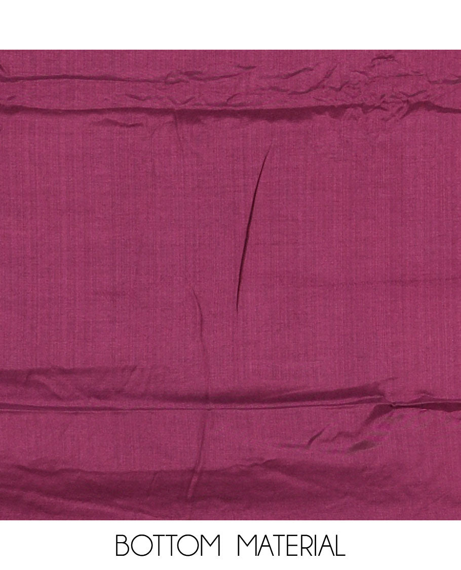 Purple material chudidar set, copper zari buttas and jaal design semi-modal silk top, plain santoon bottom, and zari design woven semi-modal silk dupatta