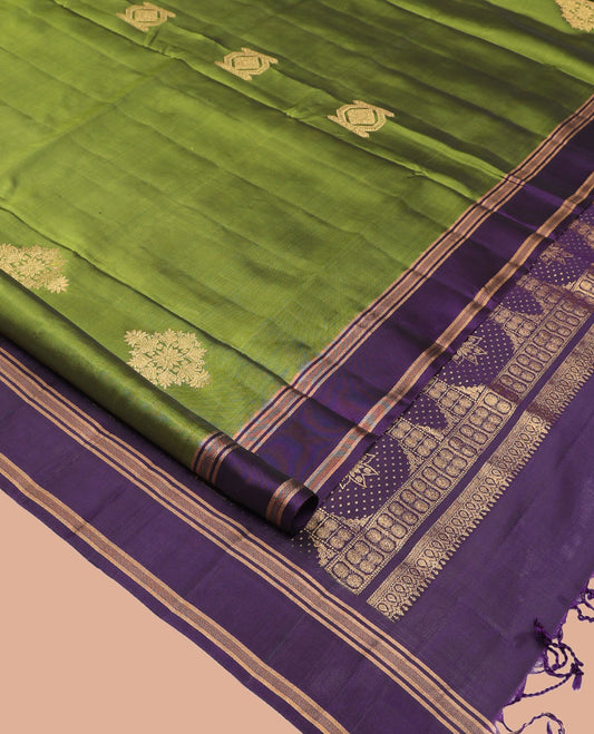 Leaf Green Mayuri Lite Silk Mix Saree