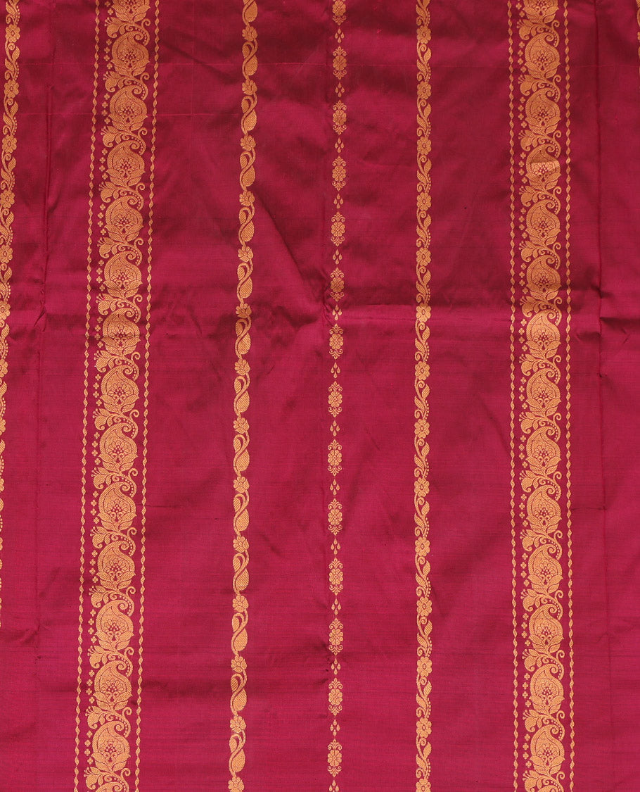 Maroon Pure Silk Navarathna Pavadai Material Set