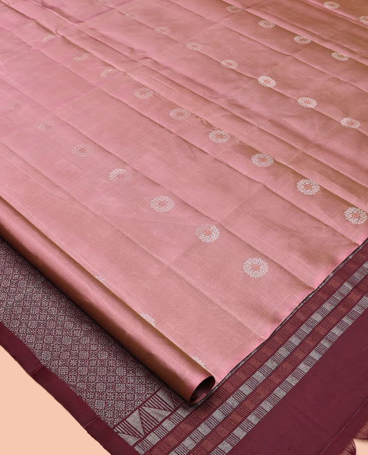 Borderless Onion Pink Mayuri Soft Silk Saree