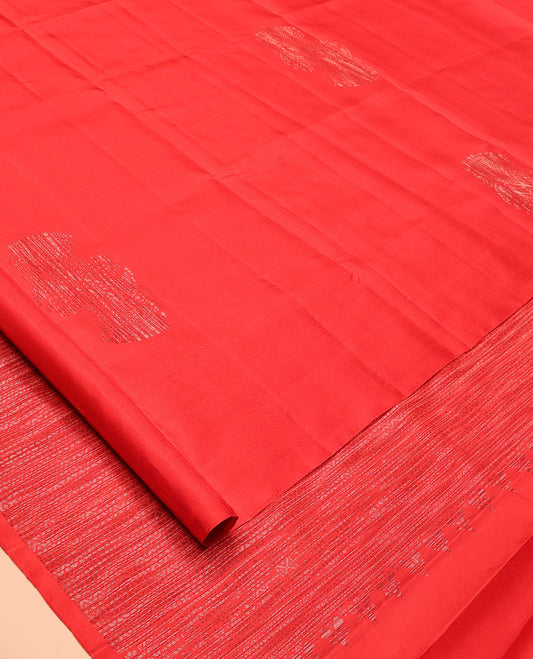Borderless Red Mayuri Soft Silk Saree
