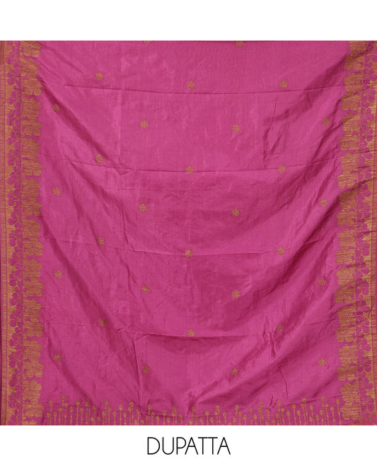 Purple Semi Silk Material Chudidar Set, Adorned with Copper Zari Intricate Design Woven Top, a Santoon Bottom, Matching Dupatta