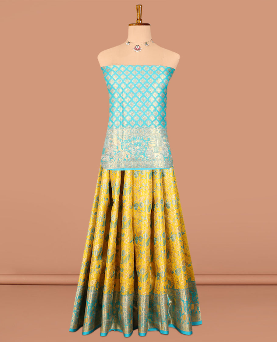Yellow Pure Silk Half-Saree