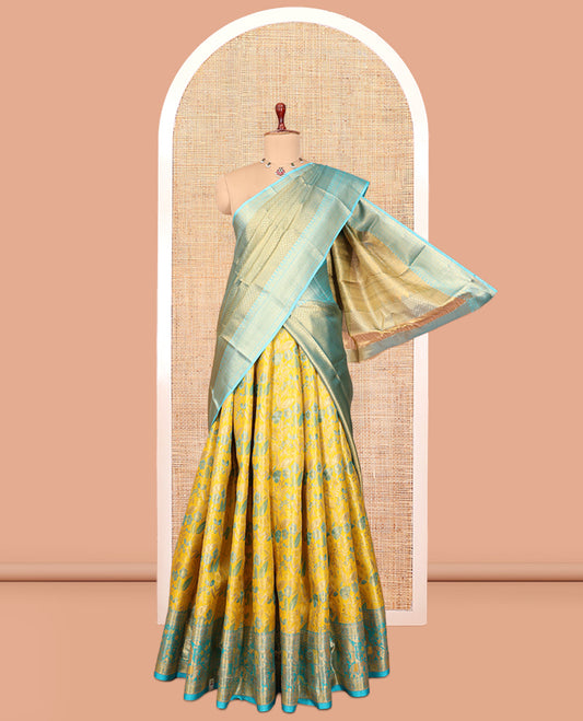 Yellow Pure Silk Half-Saree