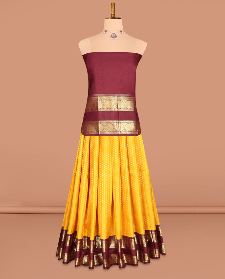 Yellow Pure-Silk Half-Saree