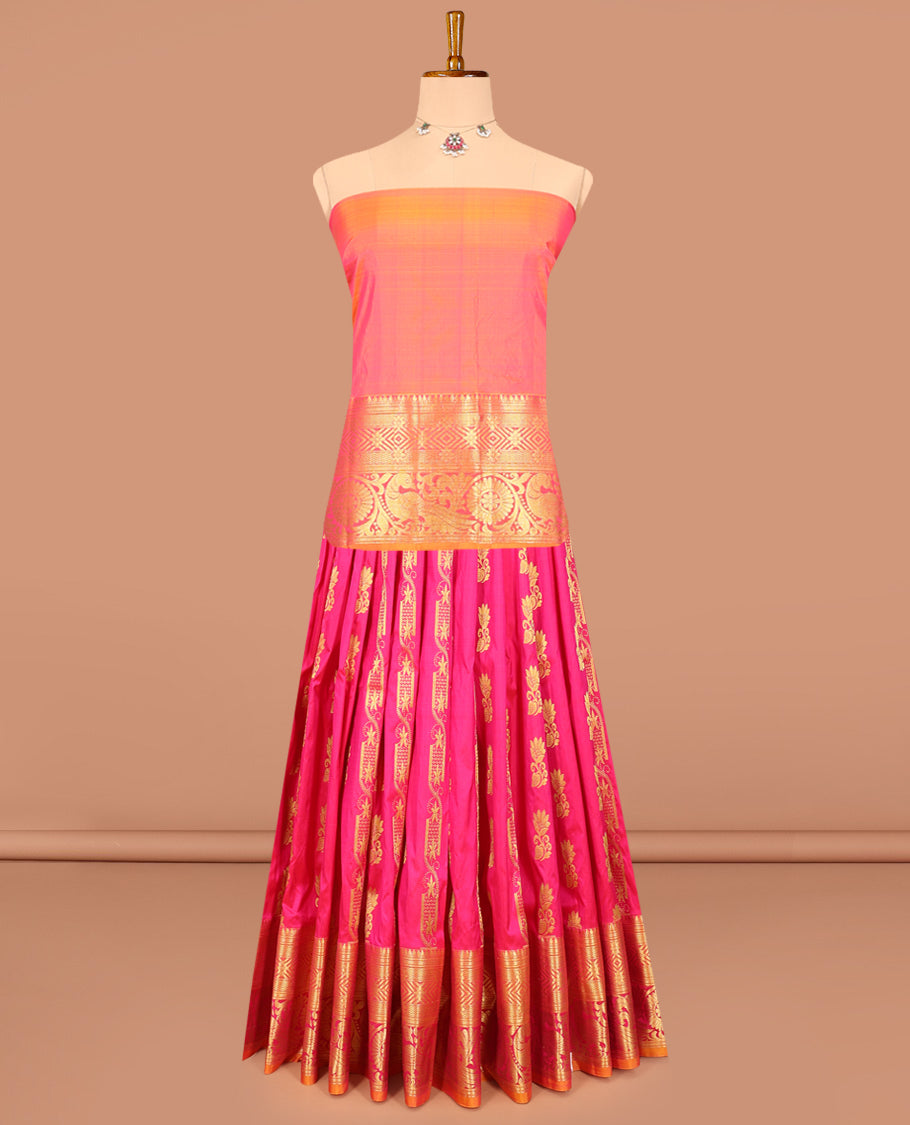Pink Pure Silk Half Saree
