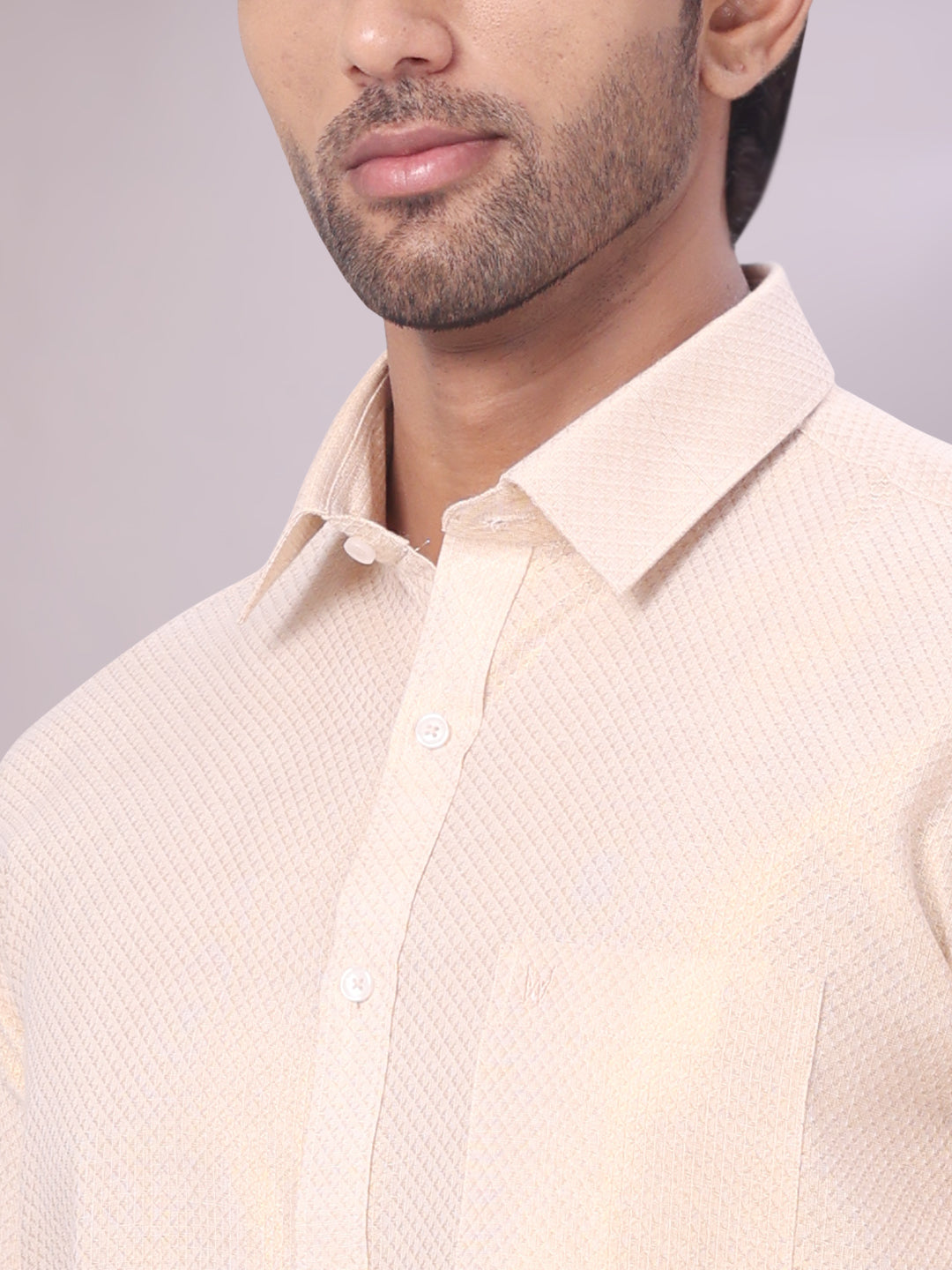 Mens Gold Tissue Jacquard Shirt with Matching Dhoti Combo Zeus