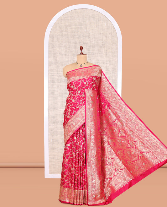 Pink Banaras Nylon Saree