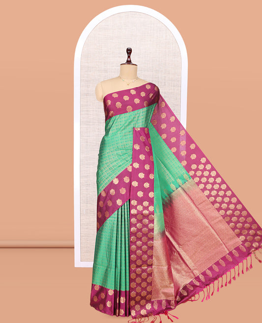Green Gandaberunda Designs Budget Silk Saree