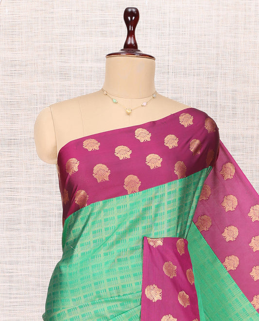Green Gandaberunda Designs Budget Silk Saree