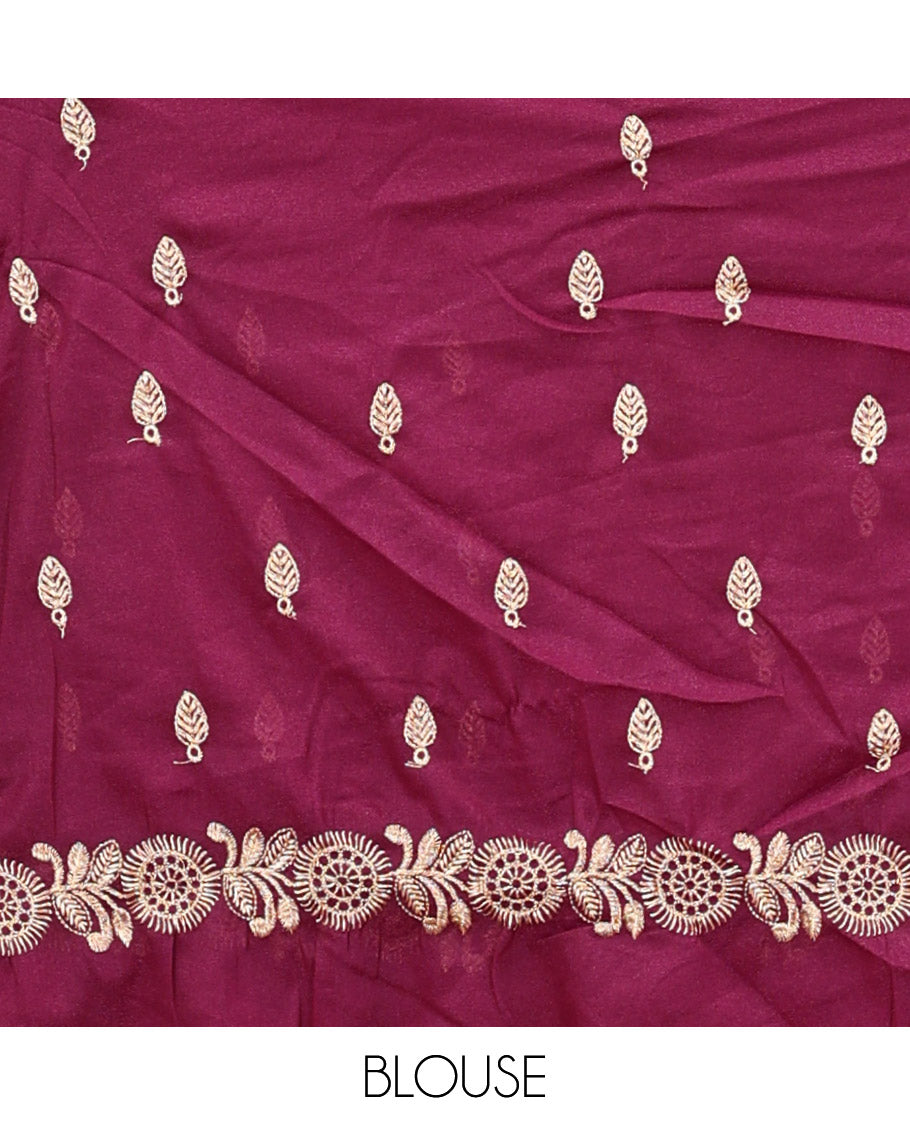 Green Art Silk Half Saree Features Buttas Steeped Skirt, Complemented by Contrast Traditional Border, Contrast Blouse, and a Embroidery Scallop Dhavani