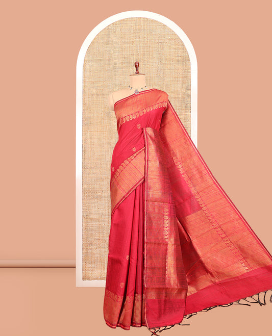 Red Dupion Saree