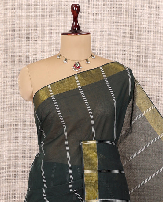 Green Jute Cotton Saree