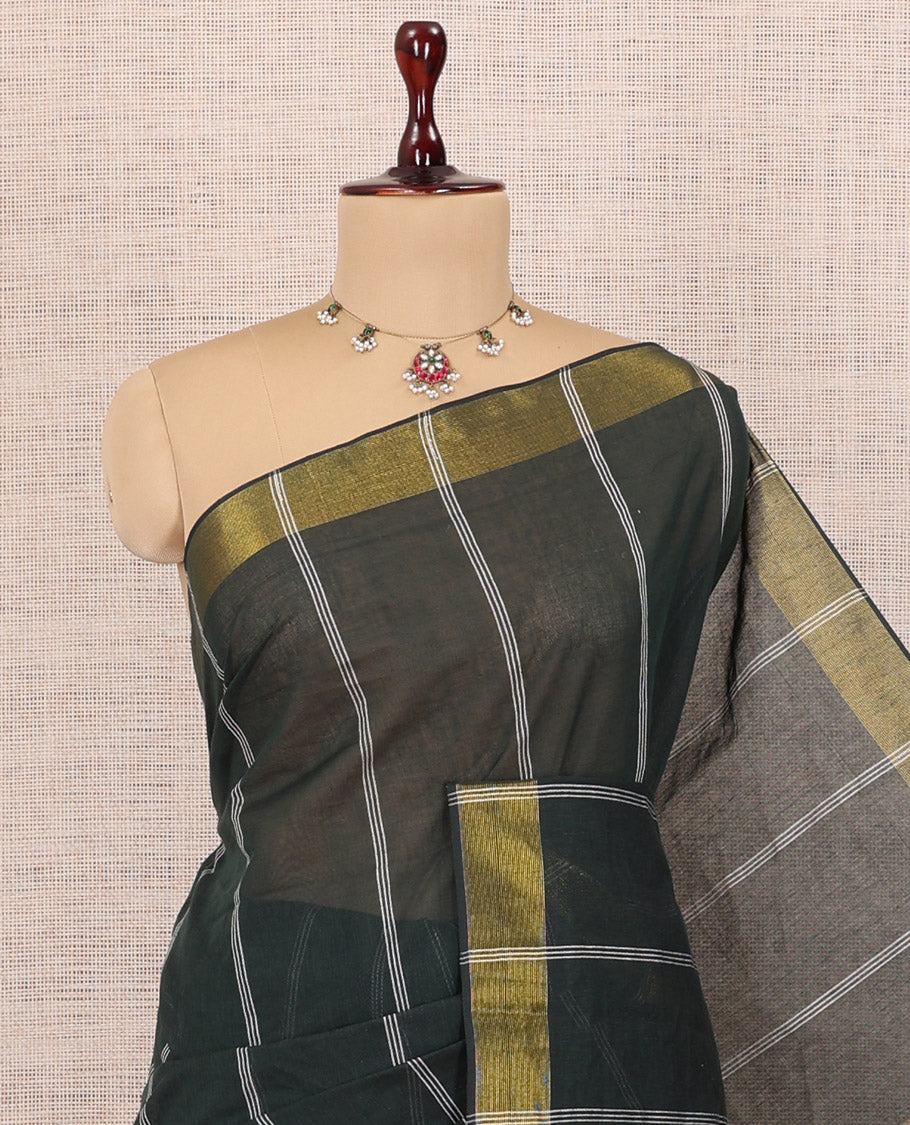 Green Jute Cotton Saree