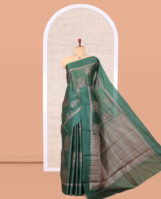 Green Tussar Silk Saree