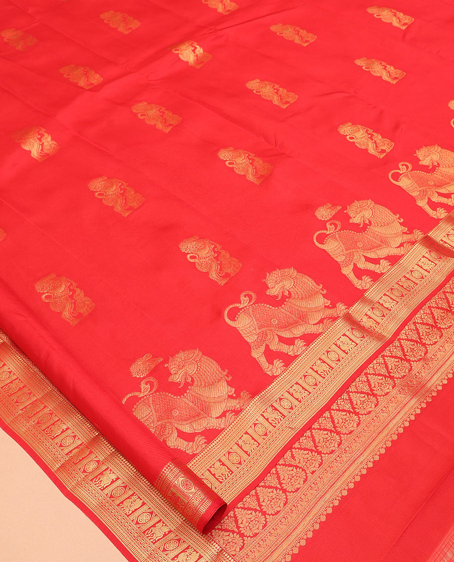 Red Zari Butta Vasundhara Lite Silk Mix Saree