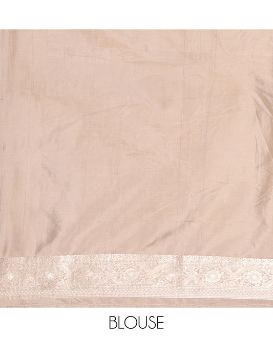 Grey zari dola silk saree with banaras border & rich pallu along with plain blouse