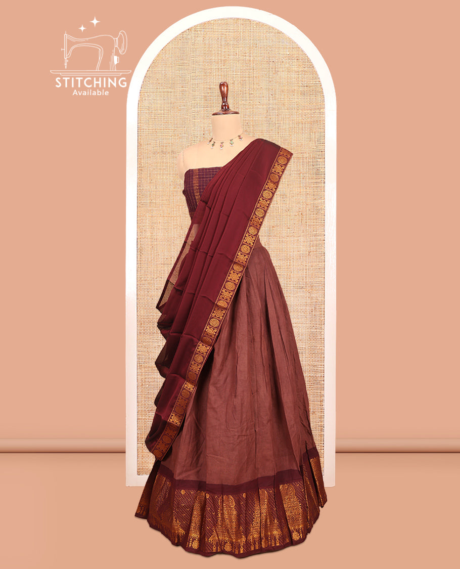 Brown Sungudi Cotton Half-Saree