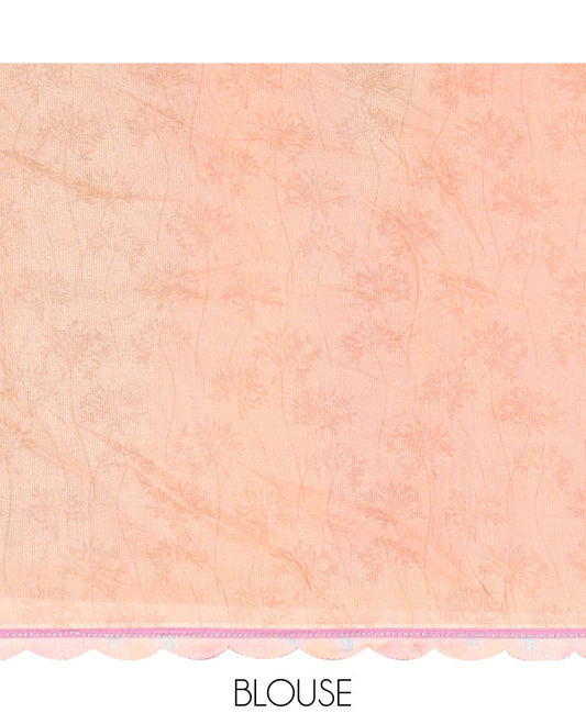 Violet with pink rainbow printed shimmer chiffion saree with swarovski stone border & self pallu along with printed blouse