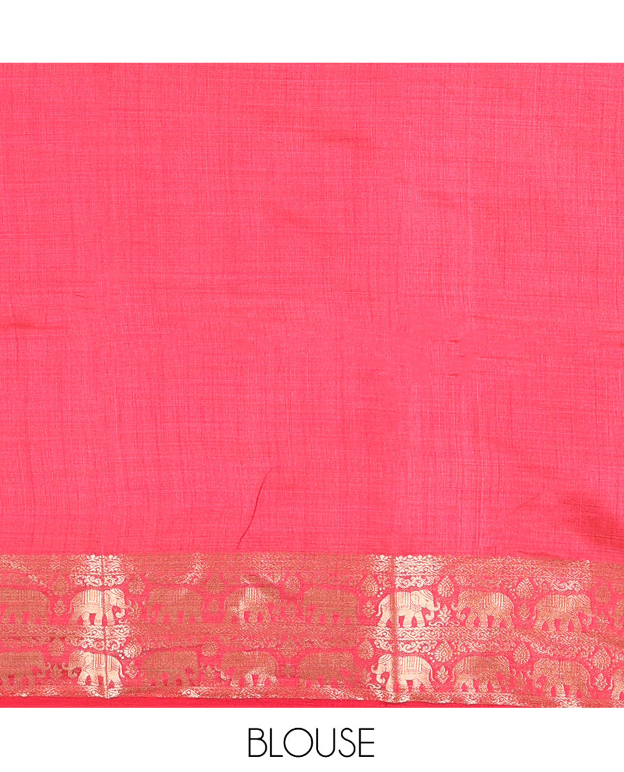 Cream-Rani Plain Art Tussar Saree