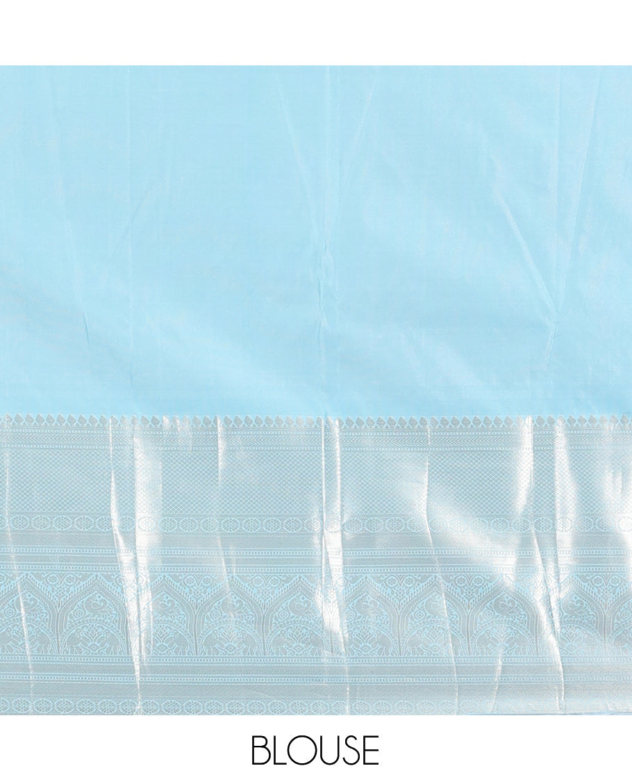 Brown-Sea Blue Budget Silk Saree