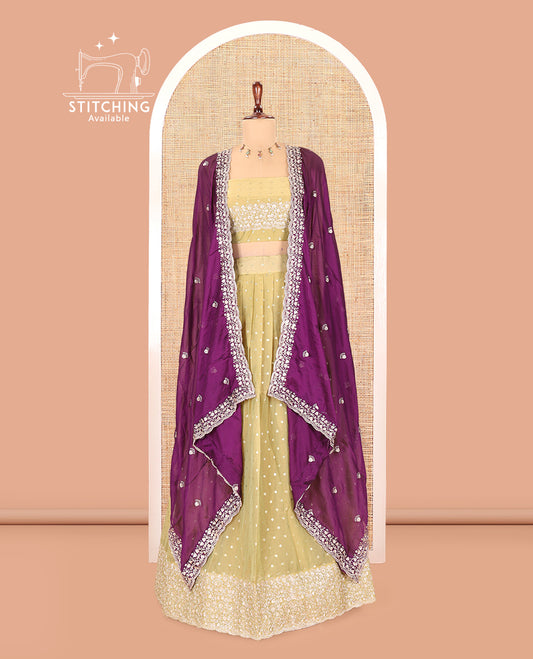 Pista Green Moss Organza Half-Saree