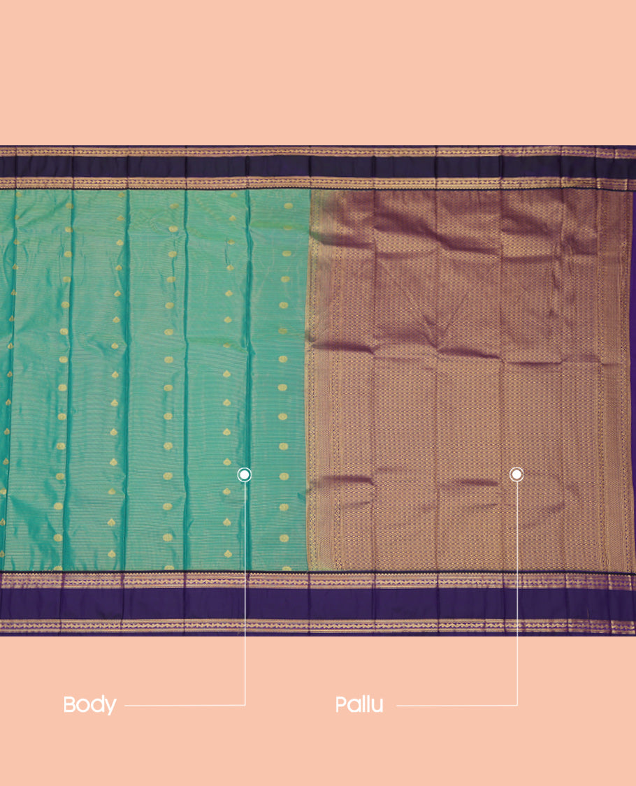 Green Rettai Pettu Traditional Zari Border Budget Silk Saree
