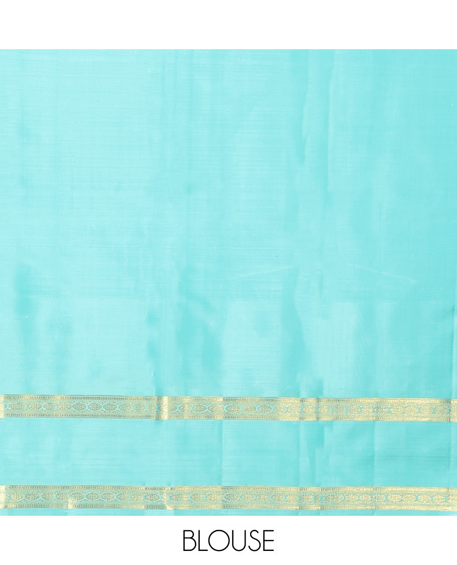Yellow kancheepuram silk saree with contrast korvai, rettai pettu zari design border & Striped pallu