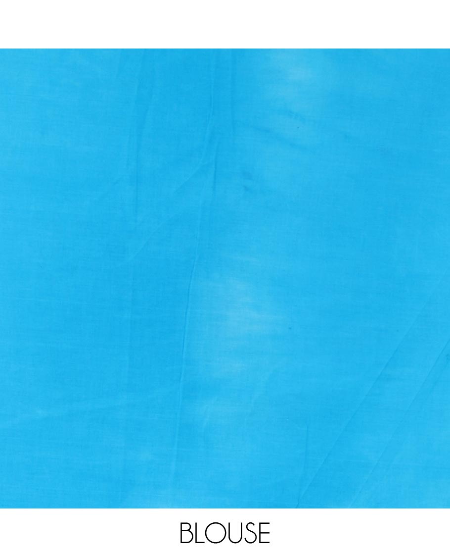 Brown shibori printed pure cotton saree, contrast plain border, plain pallu, and contrast plain blouse