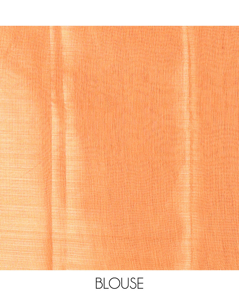 Borderless black big floral motifs printed tissue silk saree with floral printed pallu, and a contrast plain blouse