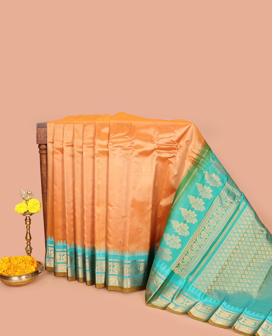 Orange Gadwal Silk Saree