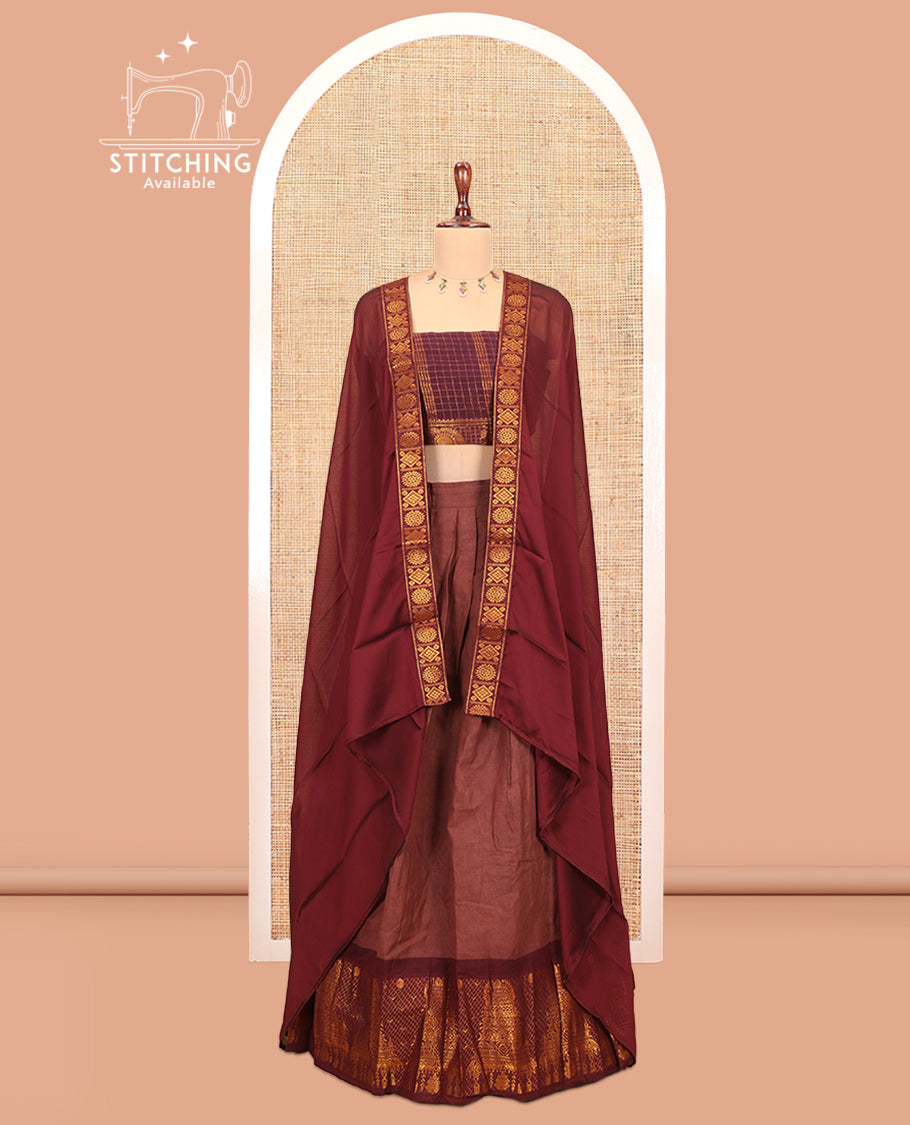 Brown Sungudi Cotton Half-Saree