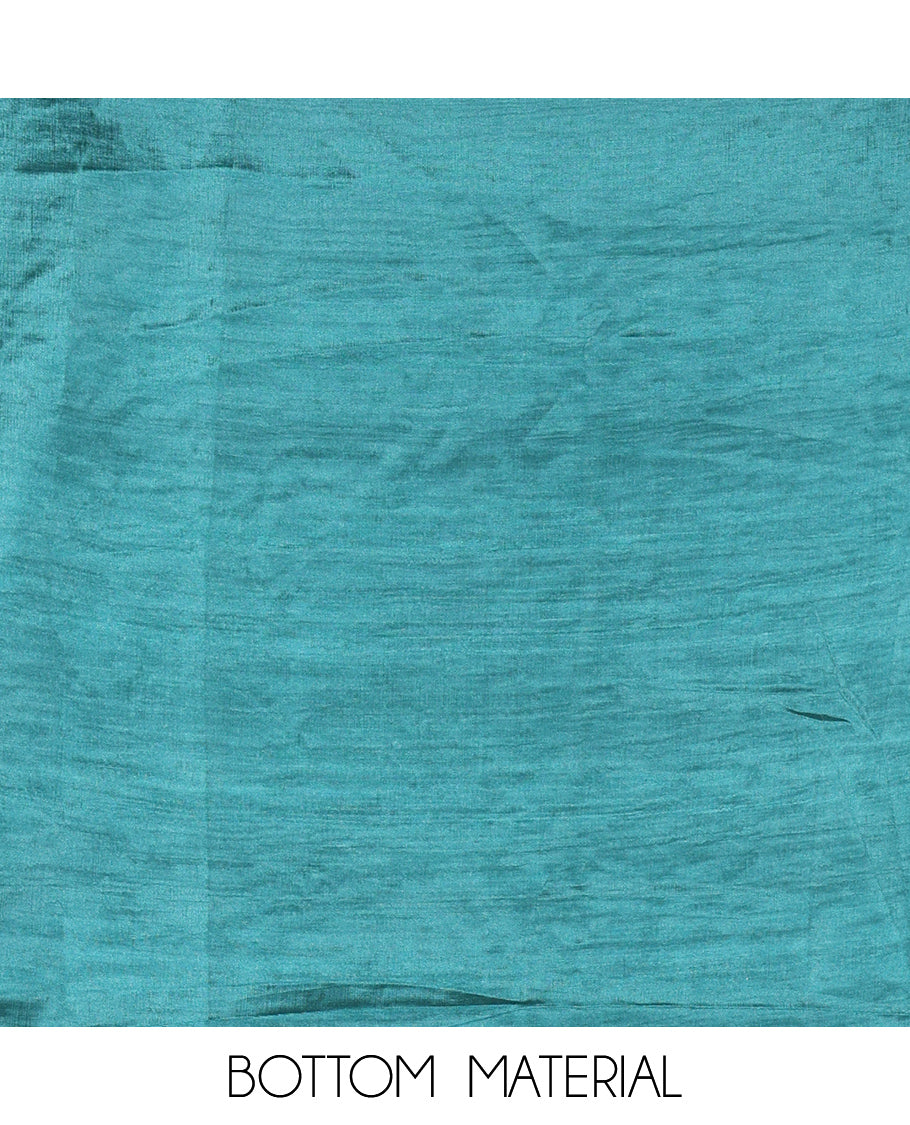 Peacock Green Crunchy Chiffon Material Chudiddar, Embroidered Top, Plain Bottom, Embroidered Scallop Dupatta