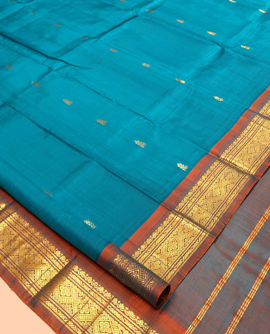 Blue One Side Border Kanchipuram Silk Saree