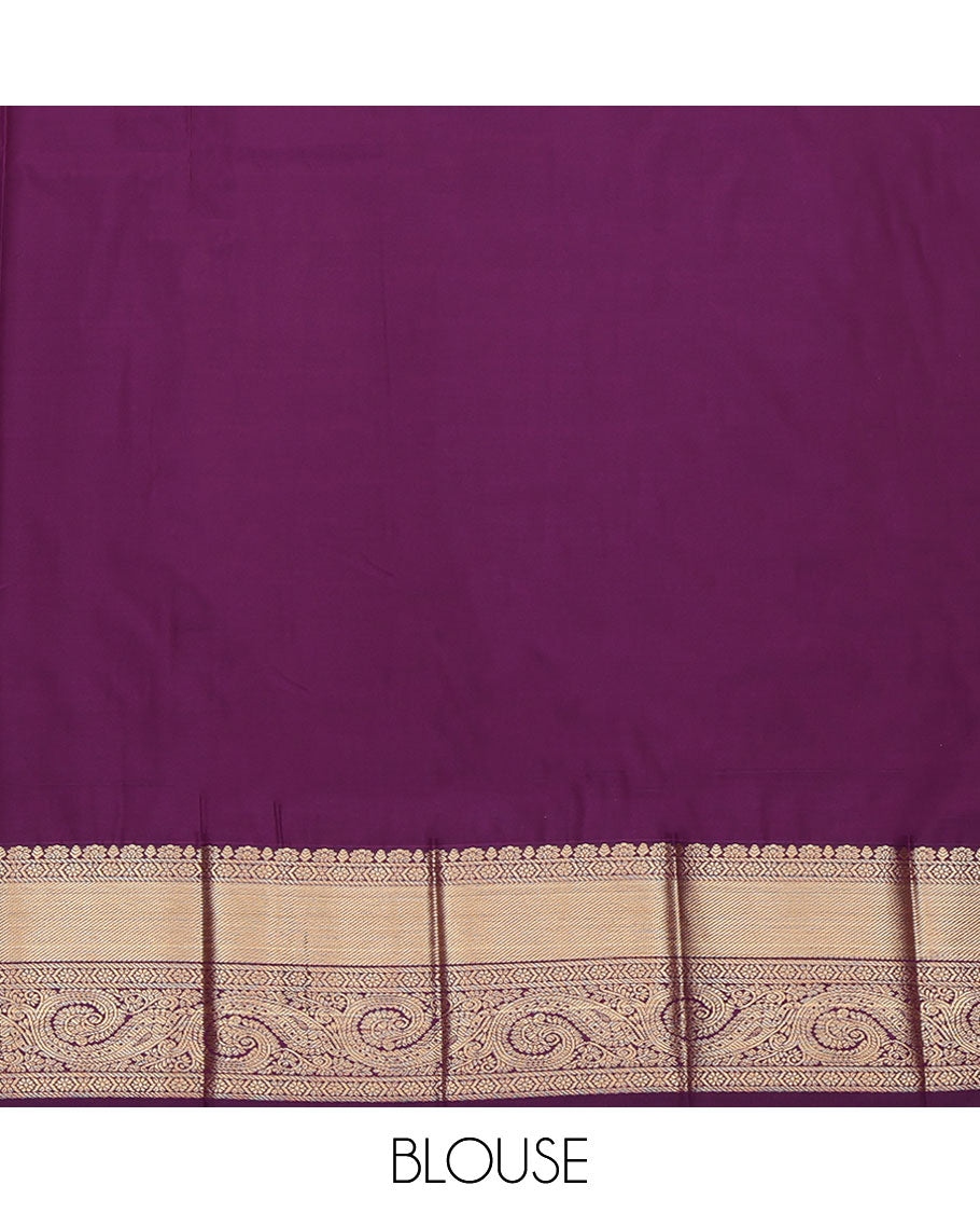 Green Budget Silk Saree, Beautifully Bedecked with Zari Buttas All Across Its Body, Complemented by a Contrast Traditional Zari Design Border, Pallu of Floral and Jaal Designs, and Paired with a Contrast Blouse