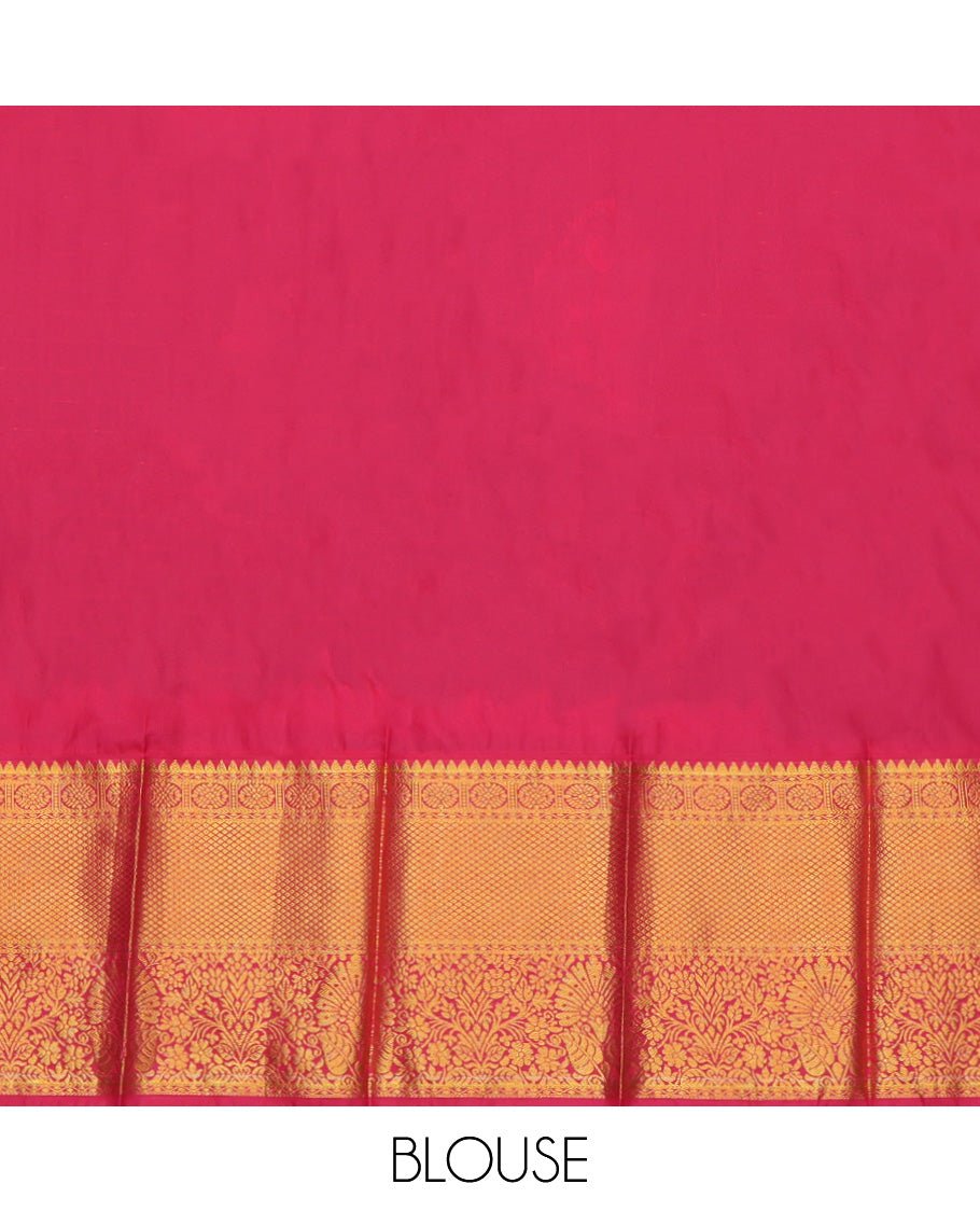 Blue Budget Silk Saree, Accentuated with Zari Buttas, a Contrast Traditional Zari Border, Grand Pallu, and a Contrast Blouse